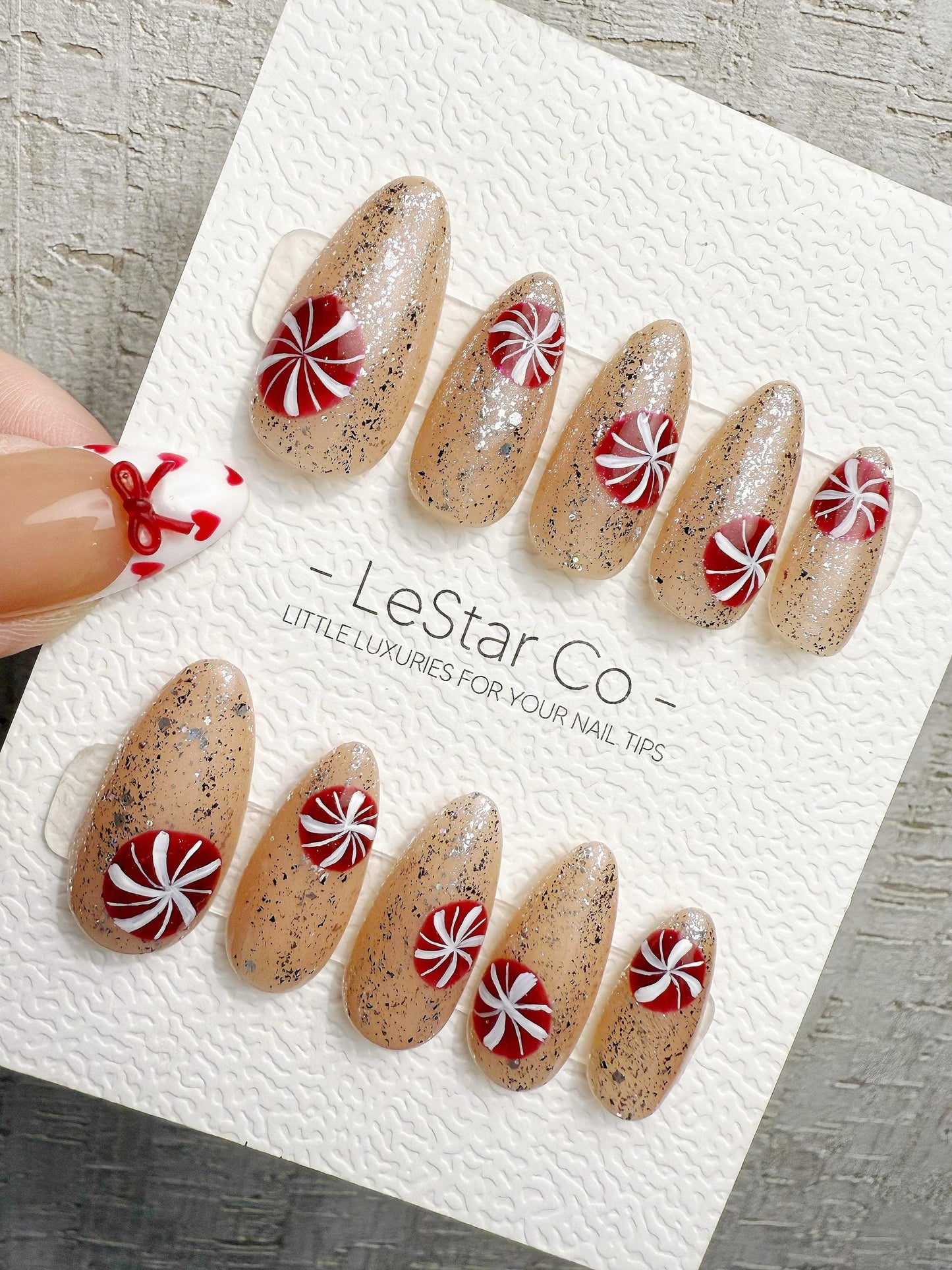 Reusable Christmas Candy Pop | Handmade Press On Gel Acrylic Nails | 4for3 Timed Offer