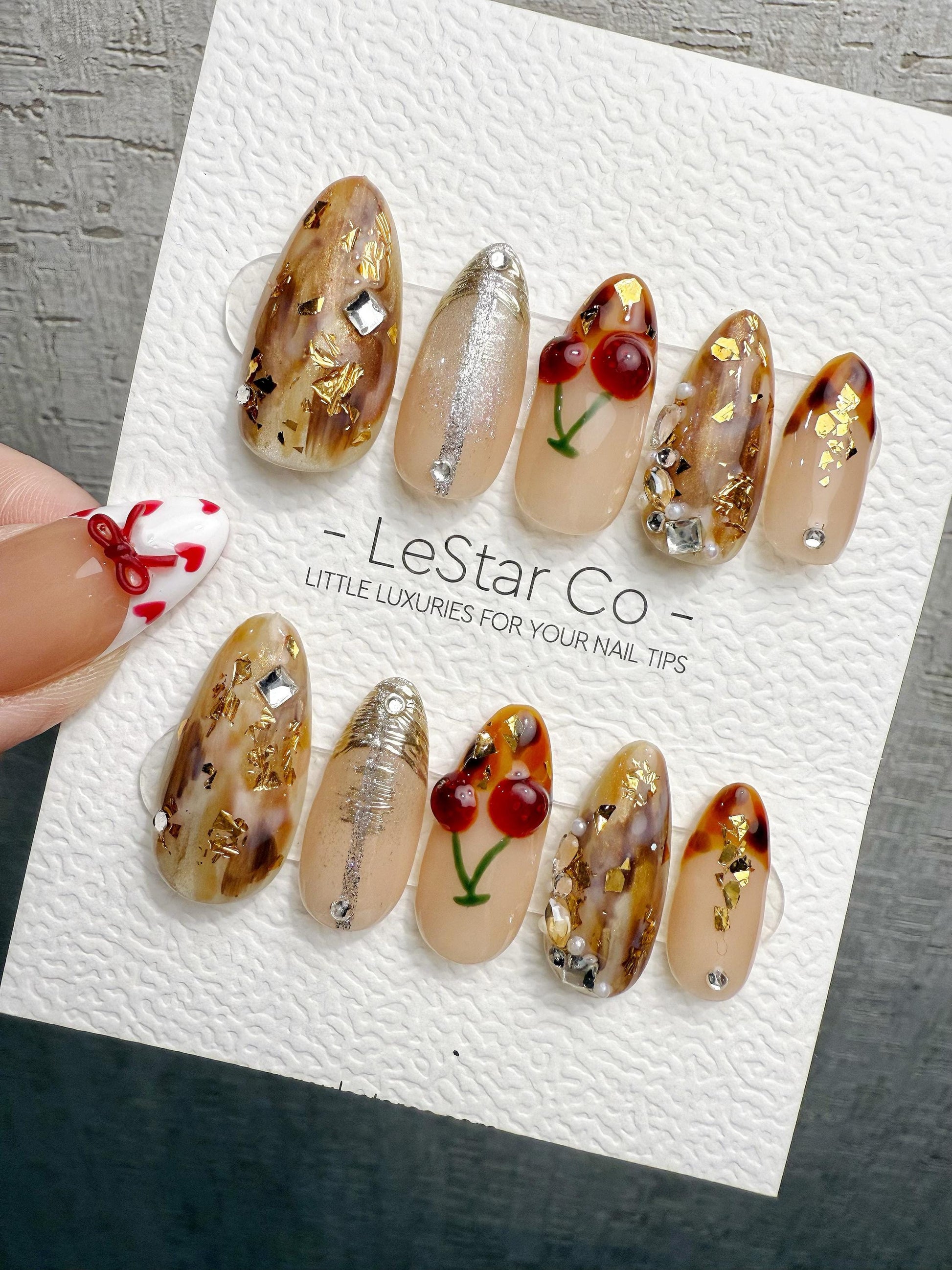 Reusable Christmas Festive Orchard Glow | Handmade Press On Gel Acrylic Nails | 4for3 Timed Offer