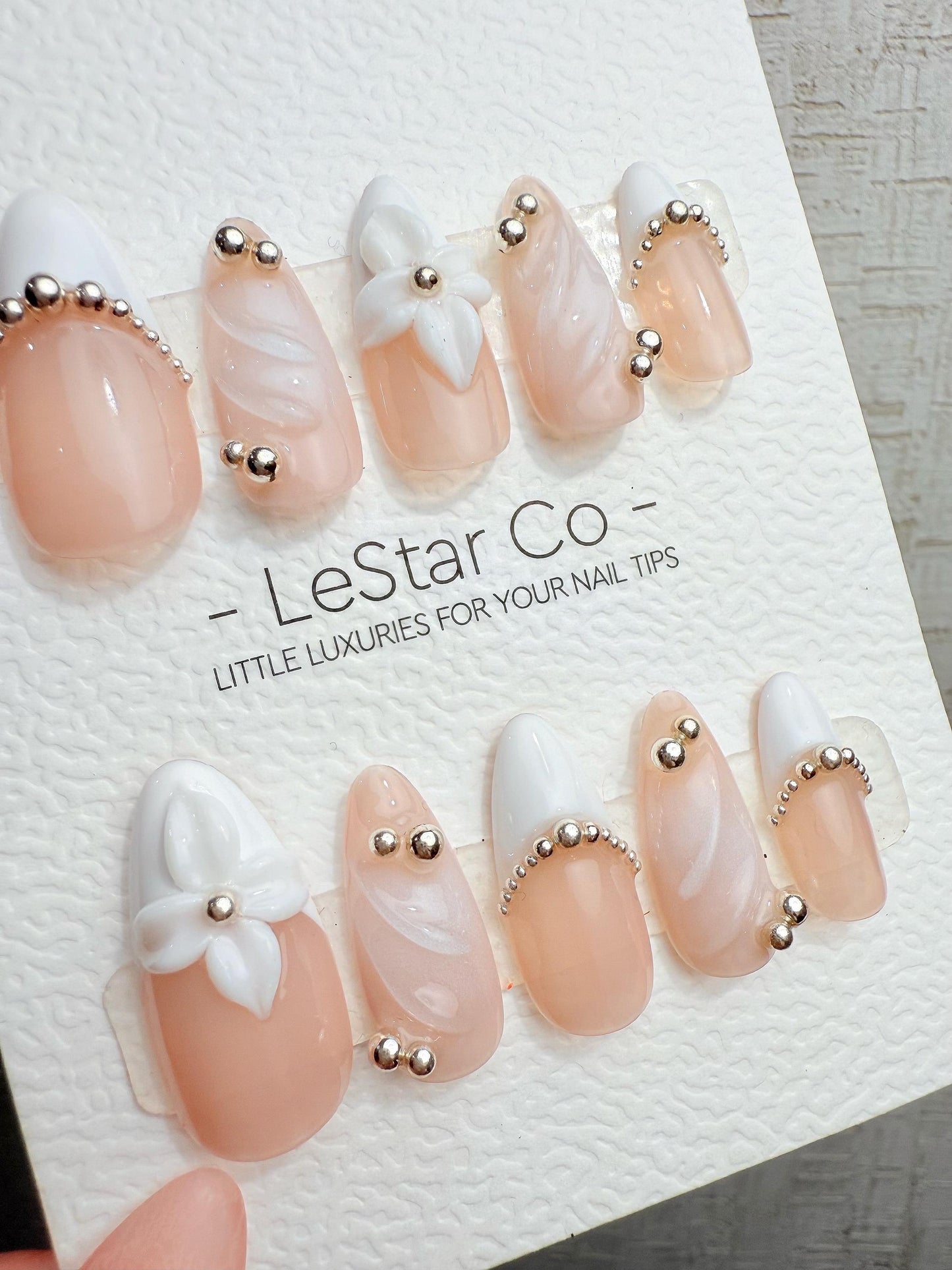 4for3 Timed Offer)Reusable Blush Orchid Grace 3D Effect |Premium Handmade Press on Nails Gel | Fake Nails | Cute Pressons Nail TMR1097