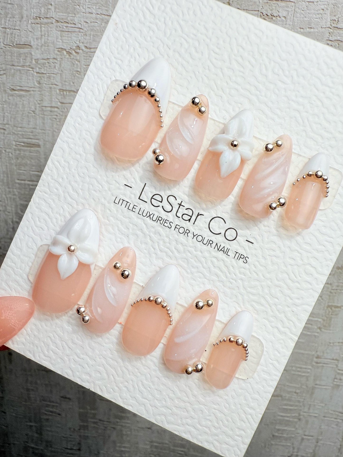 4for3 Timed Offer)Reusable Blush Orchid Grace 3D Effect |Premium Handmade Press on Nails Gel | Fake Nails | Cute Pressons Nail TMR1097