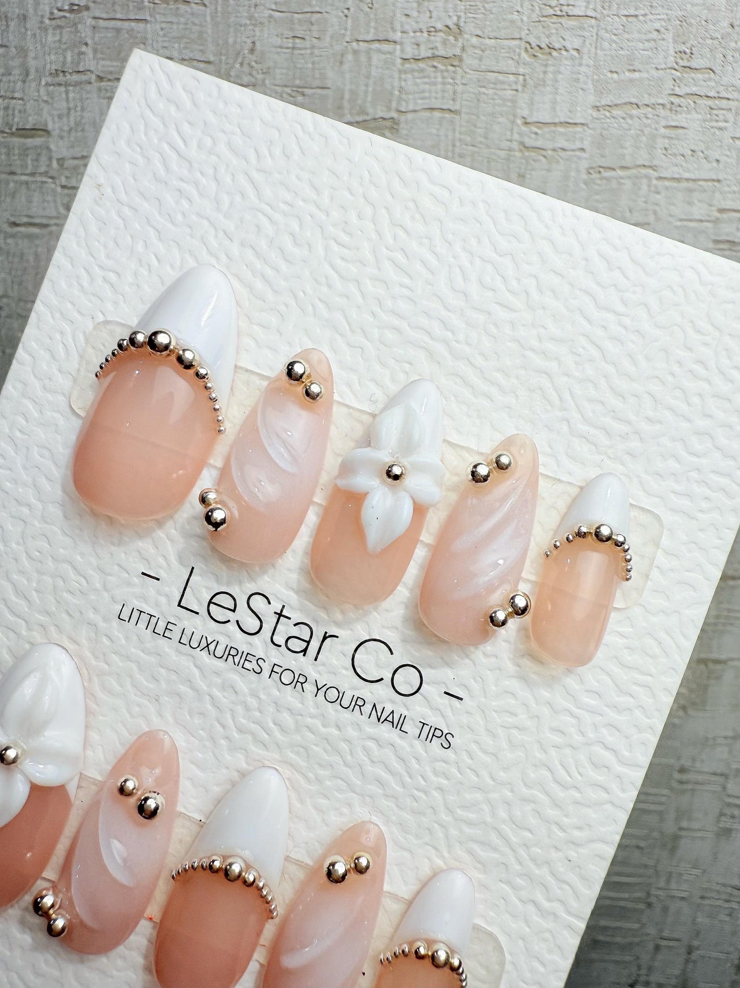 4for3 Timed Offer)Reusable Blush Orchid Grace 3D Effect |Premium Handmade Press on Nails Gel | Fake Nails | Cute Pressons Nail TMR1097