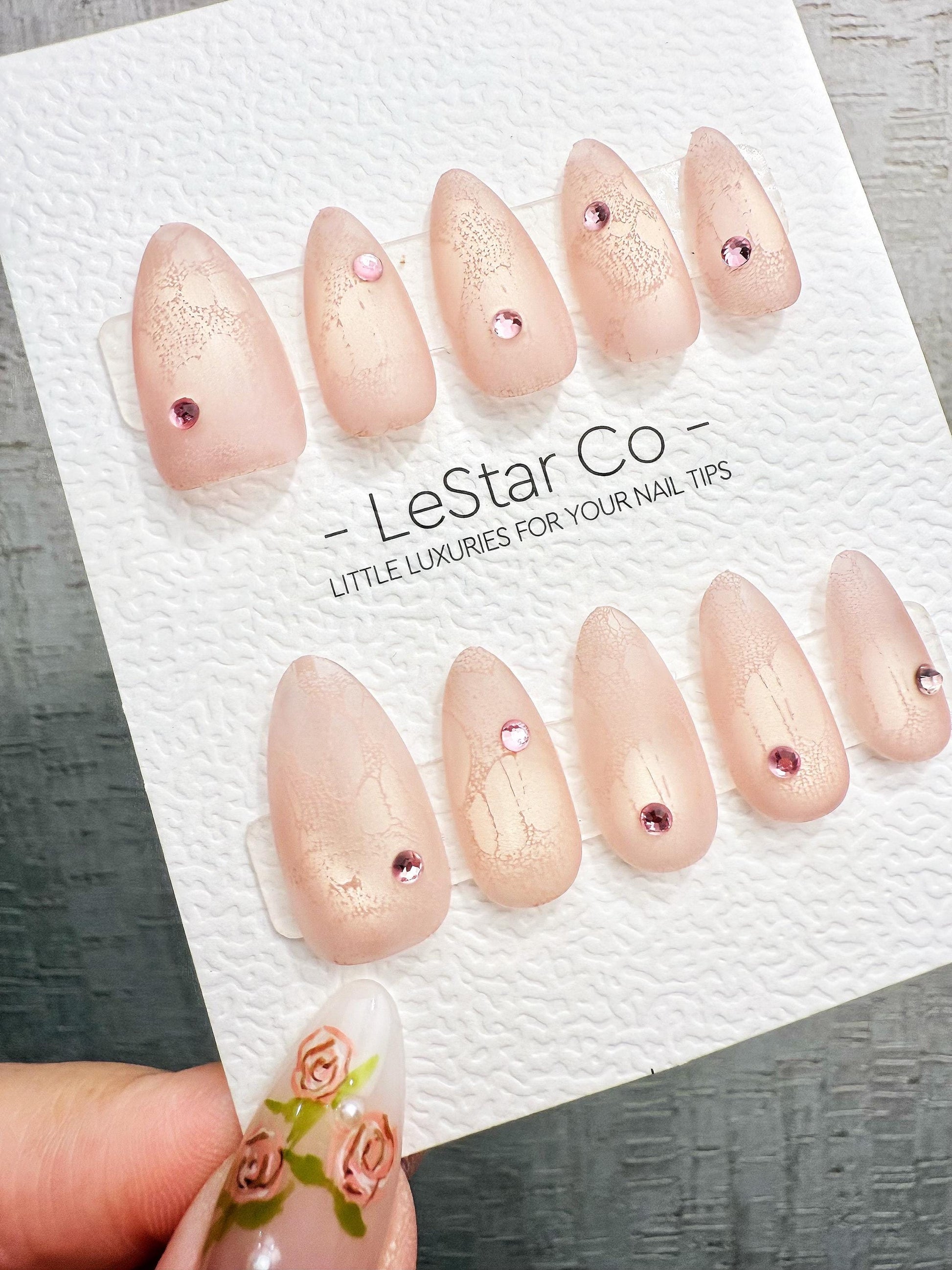 4for3 Timed Offer)Reusable Dusty Rose Veil Cat Eye Effect |Premium Handmade Press on Nails Gel | Fake Nails | Cute Pressons Nail ML1099