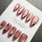 4for3 Timed Offer) Blush Star Struck Cat Eye | Handmade Press On Gel Acrylic Nails