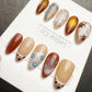 4for3 Timed Offer) Reusable Caramel Picnic Tale| Handmade Press On Gel Acrylic Nails