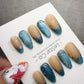 4for3 Timed Offer) Reusable Aqua Silk Drizzle | Handmade Press On Gel Acrylic Nails