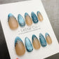 4for3 Timed Offer) Reusable Aqua Silk Drizzle | Handmade Press On Gel Acrylic Nails