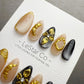 4for3 Timed Offer) Reusable Gilded Midnight Petals | Handmade Press On Gel Acrylic Nails
