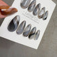 Reusable Grey Silver Cat Eye Swirl | Handmade Press On Gel Nails | 4for3 Timed Offer