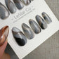 Reusable Grey Silver Cat Eye Swirl | Handmade Press On Gel Nails | 4for3 Timed Offer