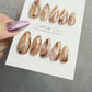 Reusable Brown Beige Cat Eye Swirl | Handmade Press On Gel Nails | 4for3 Timed Offer