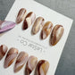 Reusable Brown Beige Cat Eye Swirl | Handmade Press On Gel Nails | 4for3 Timed Offer