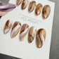 Reusable Brown Beige Cat Eye Swirl | Handmade Press On Gel Nails | 4for3 Timed Offer