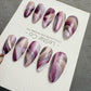 Reusable Amethyst Lilac Cat Eye Swirl | Handmade Press On Gel Nails | 4for3 Timed Offer