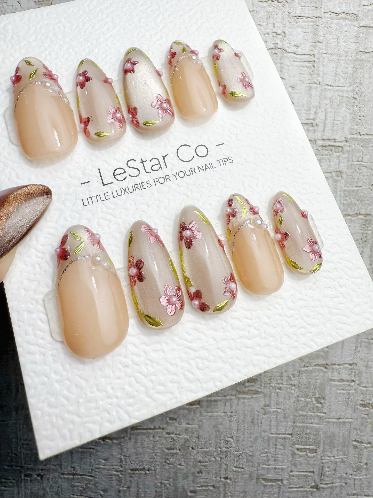 Reusable Petal Glow Nude Beige | Handmade Press On Gel Acrylic Nails | 4for3 Timed Offer