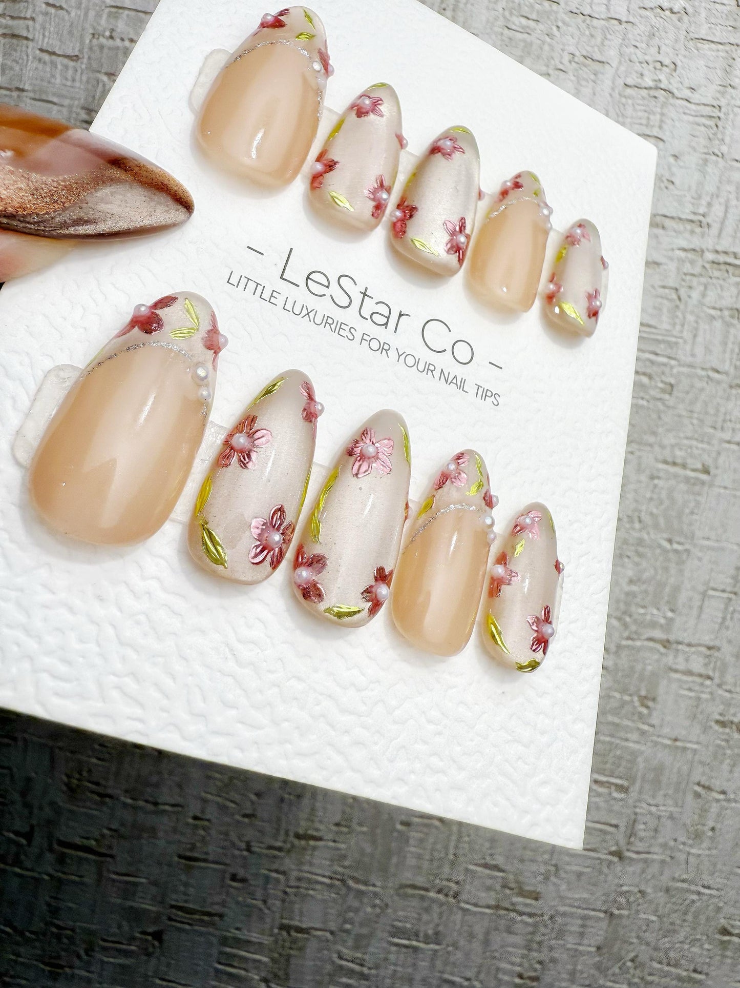 Reusable Petal Glow Nude Beige | Handmade Press On Gel Acrylic Nails | 4for3 Timed Offer