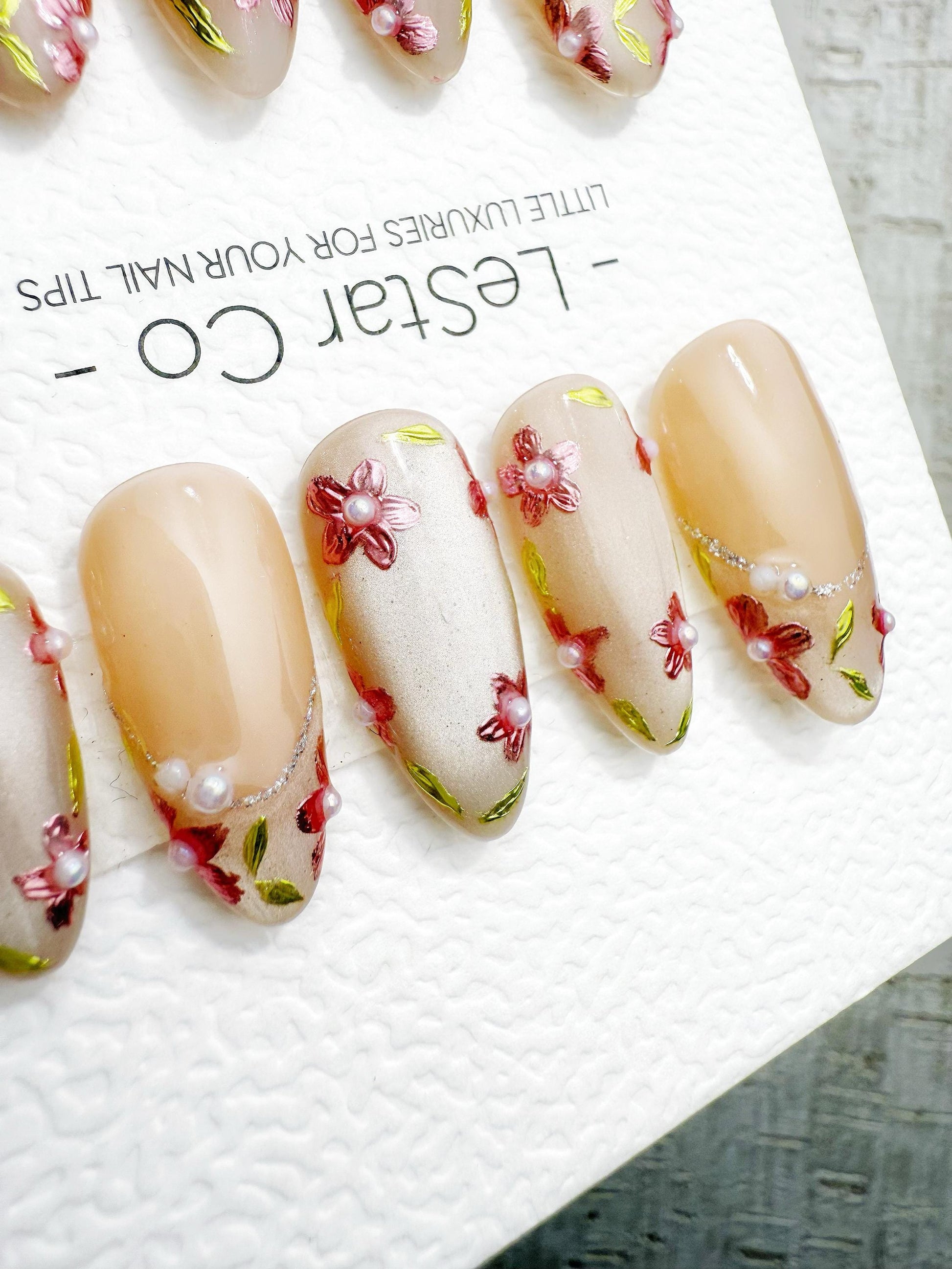Reusable Petal Glow Nude Beige | Handmade Press On Gel Acrylic Nails | 4for3 Timed Offer