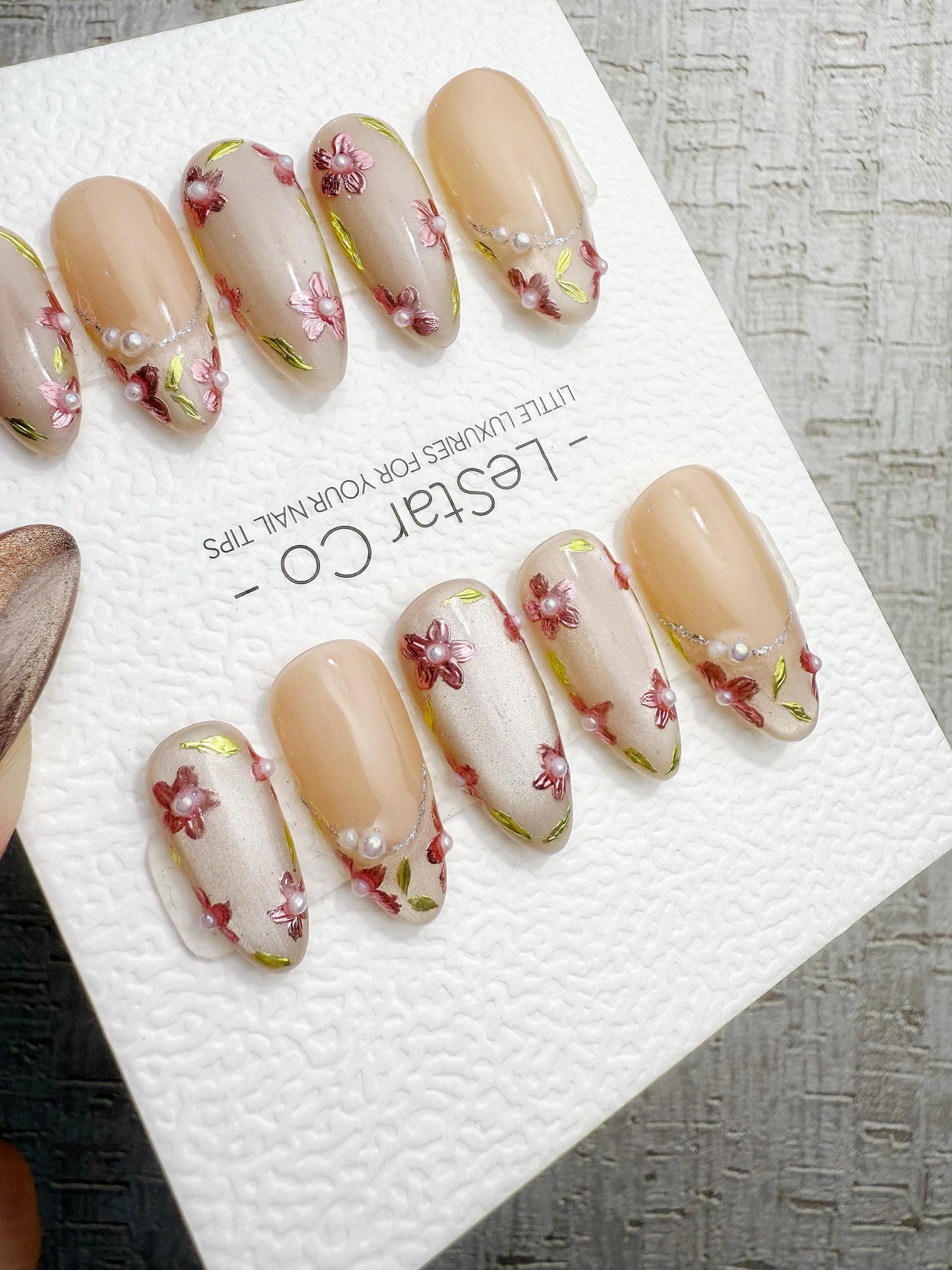 Reusable Petal Glow Nude Beige | Handmade Press On Gel Acrylic Nails | 4for3 Timed Offer