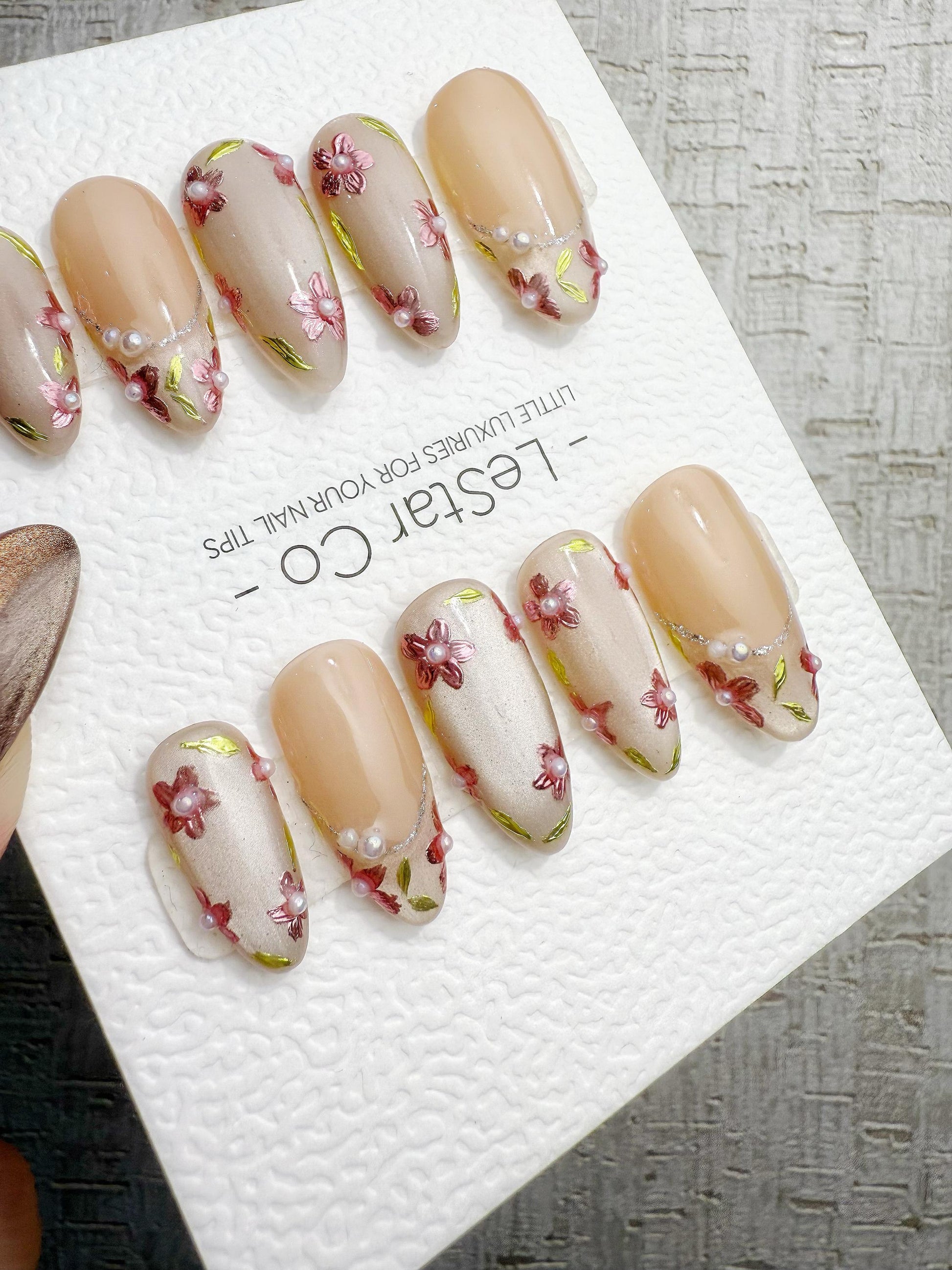 Reusable Petal Glow Nude Beige | Handmade Press On Gel Acrylic Nails | 4for3 Timed Offer