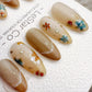 Reusable Nude Latte with Multicolor Flowers | Handmade Press On Gel Nails | 4for3 Timed Offer