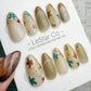 Reusable Nude Latte with Multicolor Flowers | Handmade Press On Gel Nails | 4for3 Timed Offer