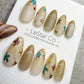 Reusable Nude Latte with Multicolor Flowers | Handmade Press On Gel Nails | 4for3 Timed Offer