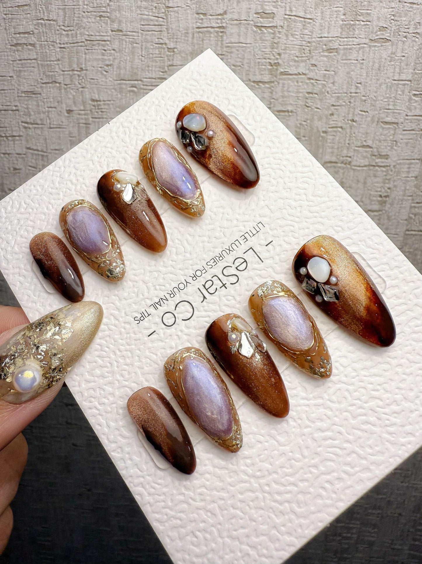 Reusable Opulent Gemstone Melt | Handmade Press On Gel Acrylic Nails | 4for3 Timed Offer