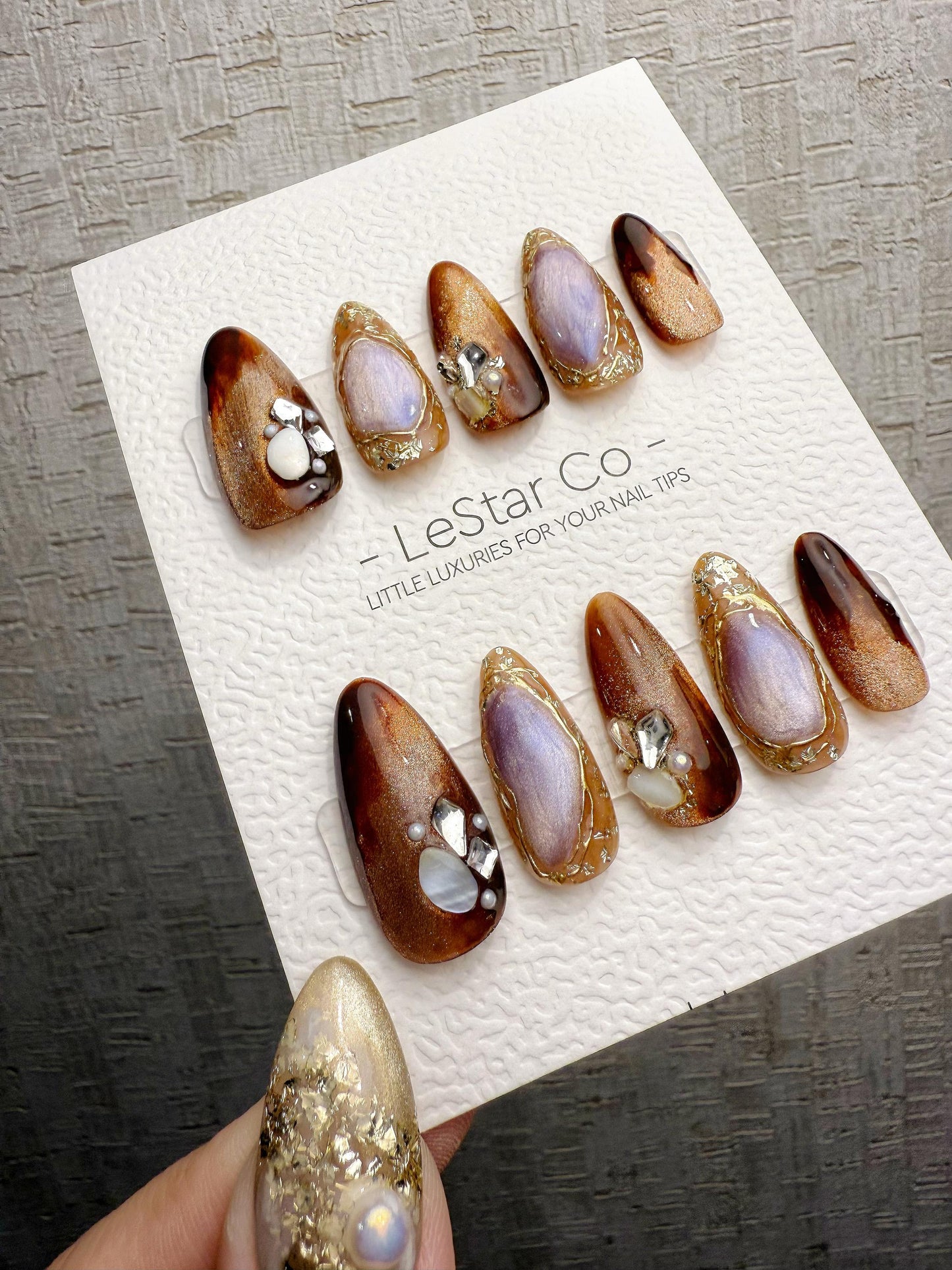 Reusable Opulent Gemstone Melt | Handmade Press On Gel Acrylic Nails | 4for3 Timed Offer