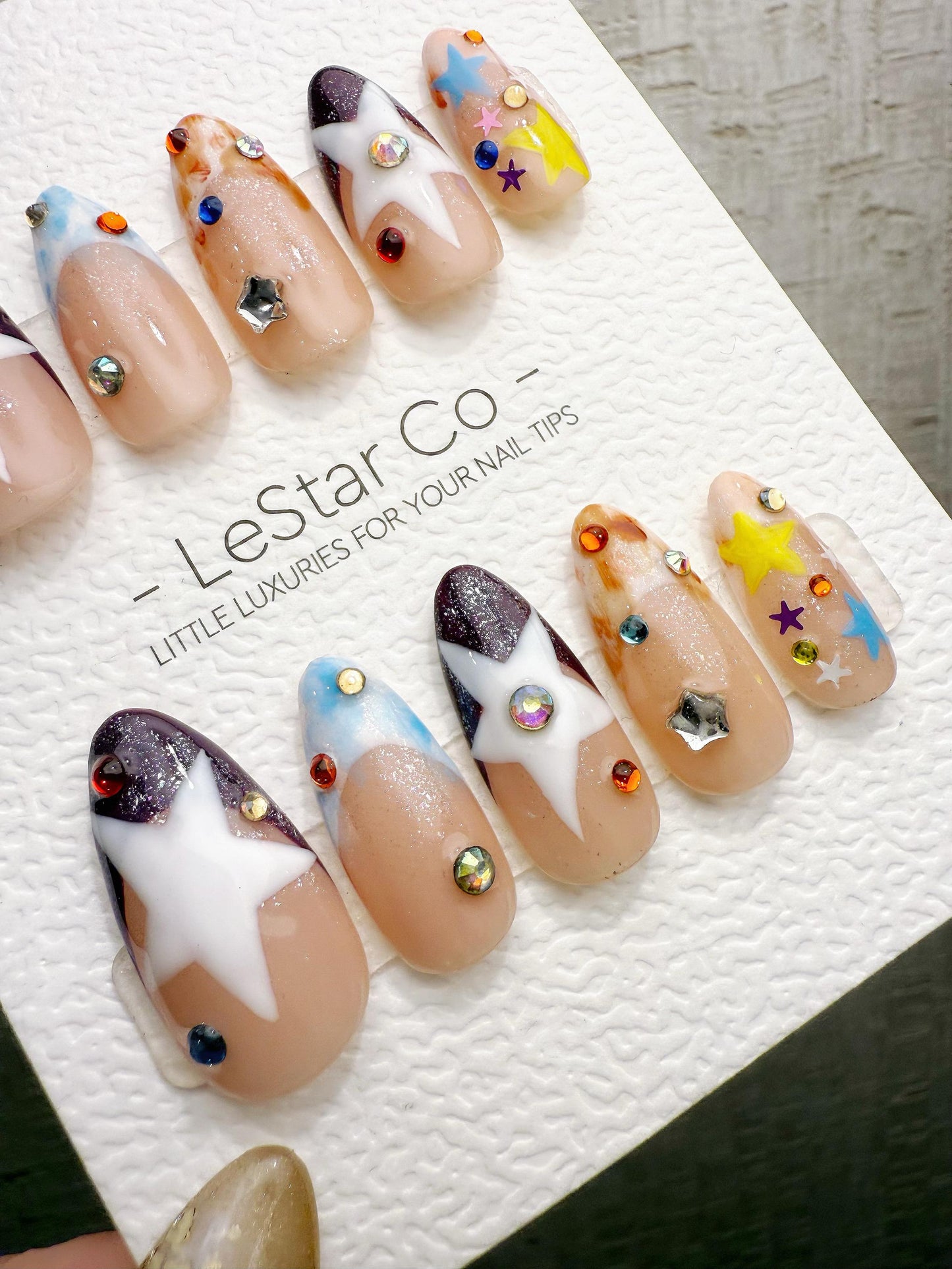 Reusable Y2K Star Parade | Handmade Press On Gel Acrylic Nails | 4for3 Timed Offer