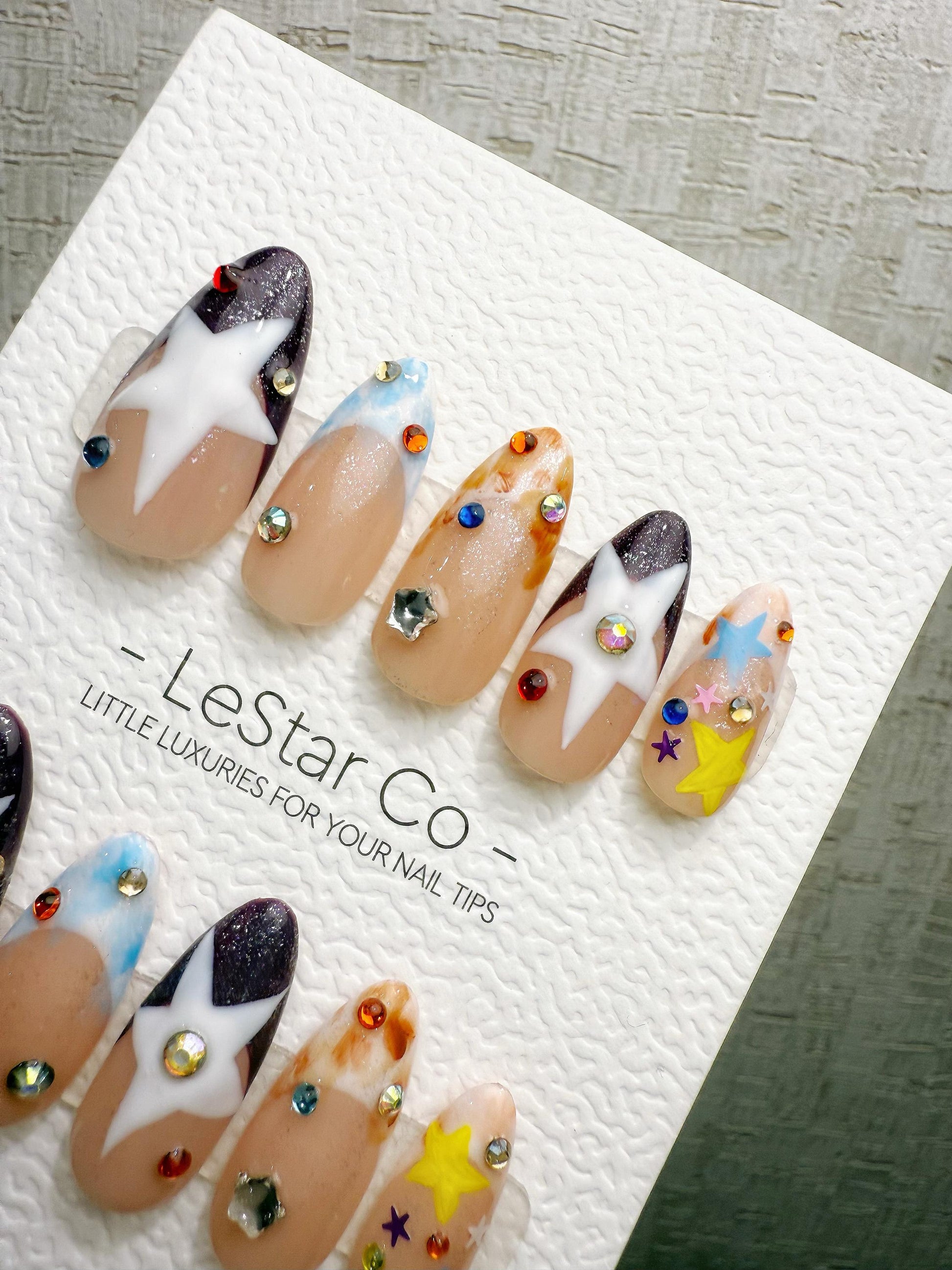 Reusable Y2K Star Parade | Handmade Press On Gel Acrylic Nails | 4for3 Timed Offer