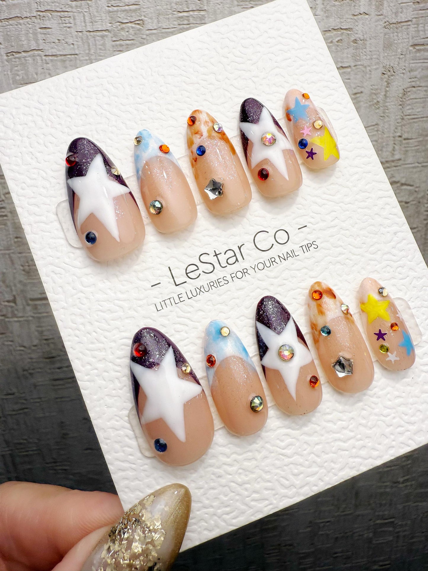 Reusable Y2K Star Parade | Handmade Press On Gel Acrylic Nails | 4for3 Timed Offer