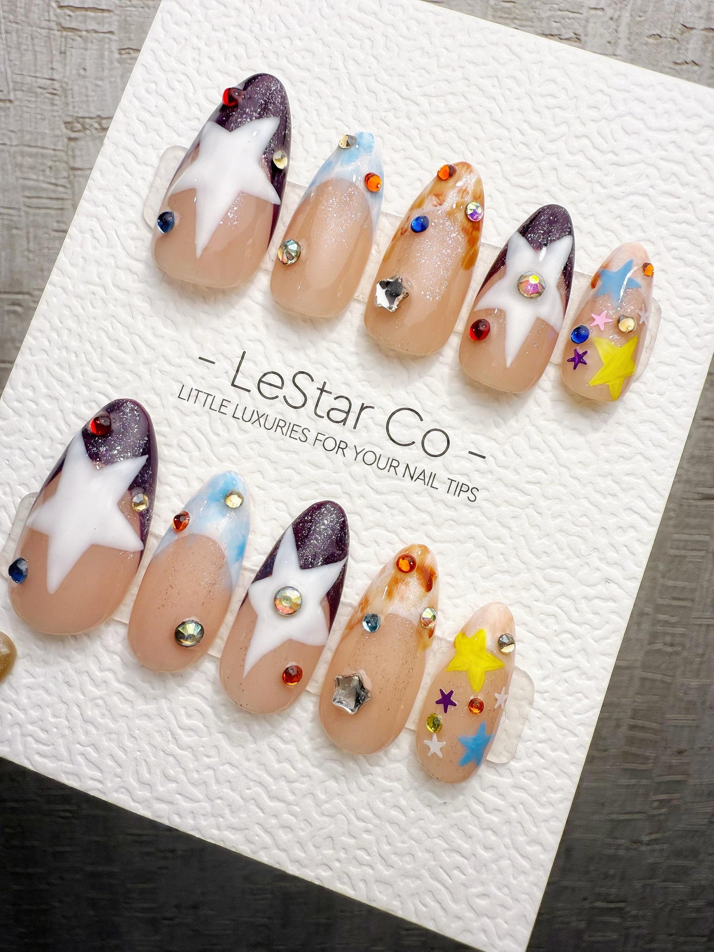 Reusable Y2K Star Parade | Handmade Press On Gel Acrylic Nails | 4for3 Timed Offer