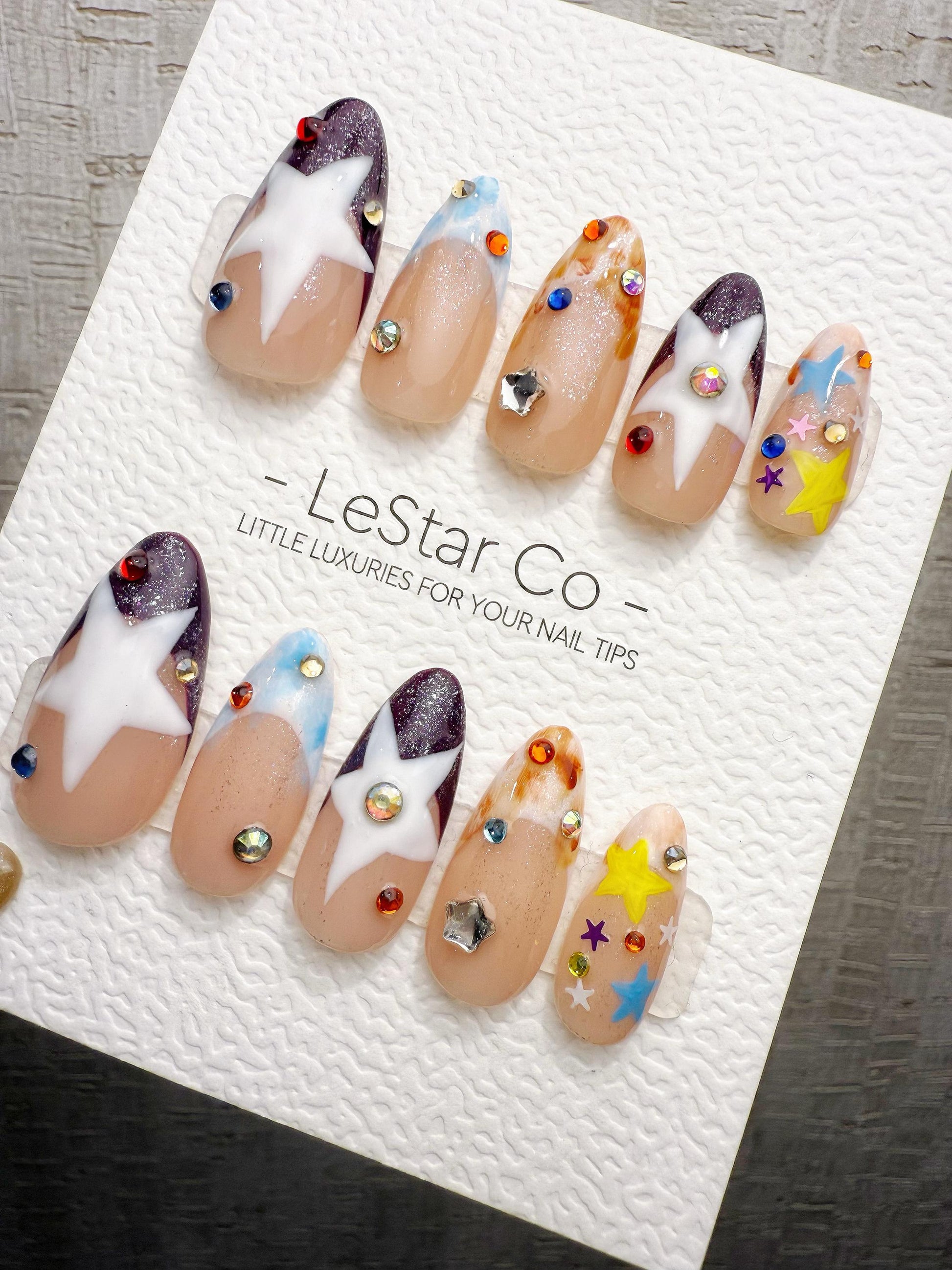 Reusable Y2K Star Parade | Handmade Press On Gel Acrylic Nails | 4for3 Timed Offer