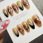 Reusable Caramel Noir Luxe | Handmade Press On Gel Acrylic Nails | 4for3 Timed Offer