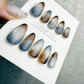 Reusable Grey Blue Brown Gradient | Handmade Press On Gel Nails | 4for3 Timed Offer
