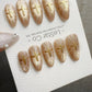 Reusable Gold Cat Eye Gold Cross | Handmade Press On Gel Nails | 4for3 Timed Offer
