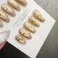 Reusable Gold Cat Eye Gold Cross | Handmade Press On Gel Nails | 4for3 Timed Offer