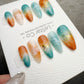 Reusable Sunset Reef Waves | Handmade Press On Gel Acrylic Nails | 4for3 Timed Offer