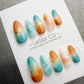 Reusable Sunset Reef Waves | Handmade Press On Gel Acrylic Nails | 4for3 Timed Offer