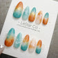 Reusable Sunset Reef Waves | Handmade Press On Gel Acrylic Nails | 4for3 Timed Offer