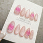 Reusable Pink Whirl Rose Cat Eye | Handmade Press On Gel Nails | 4for3 Timed Offer