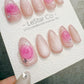 Reusable Pink Whirl Rose Cat Eye | Handmade Press On Gel Nails | 4for3 Timed Offer