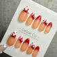 Reusable Valentine Bow French Tip | Handmade Press On Gel Acrylic Nails | 4for3 Timed Offer