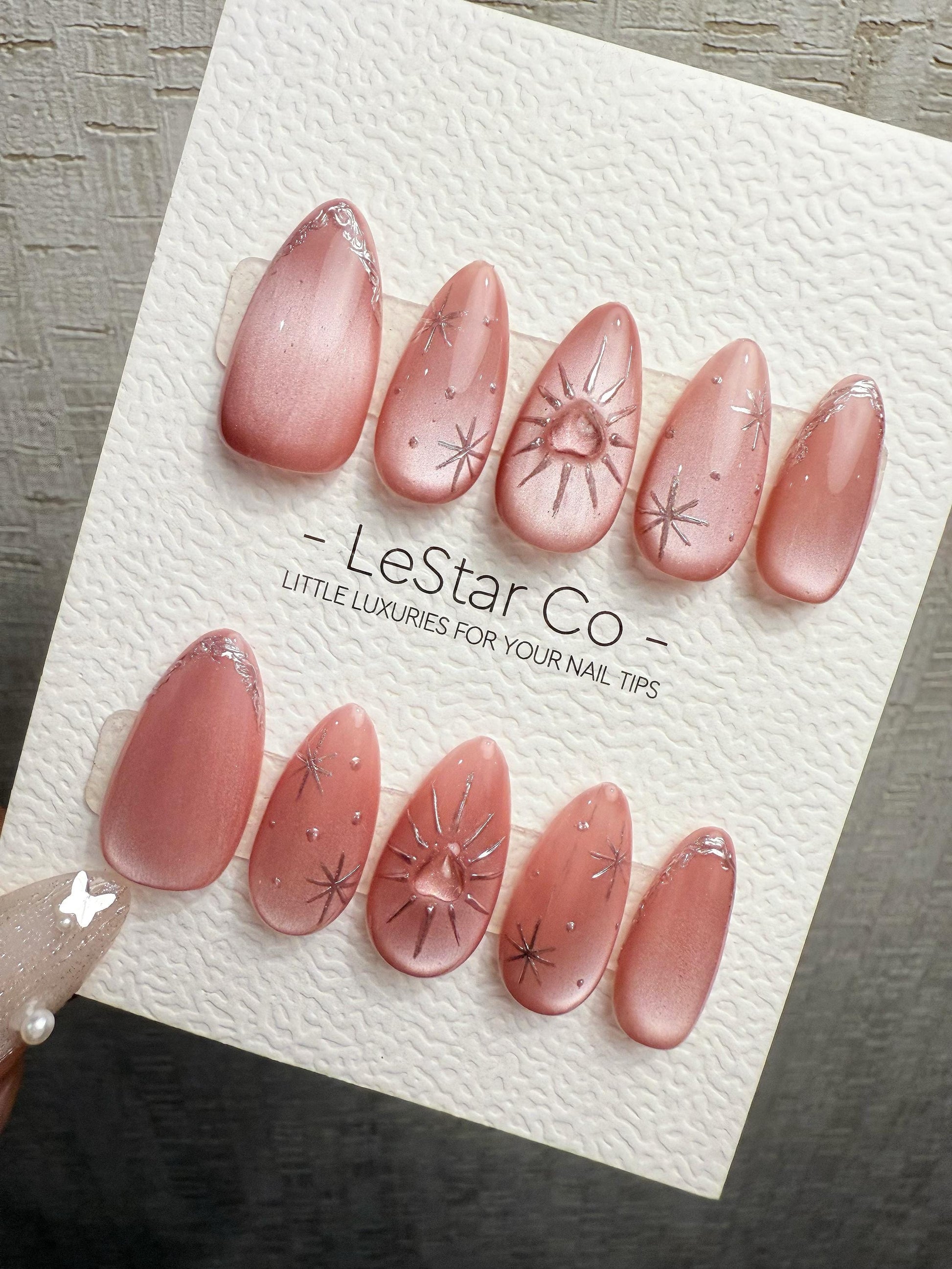 Reusable Starlit Heartbeat Cat Eye | Handmade Press On Gel Nails | 4for3 Timed Offer