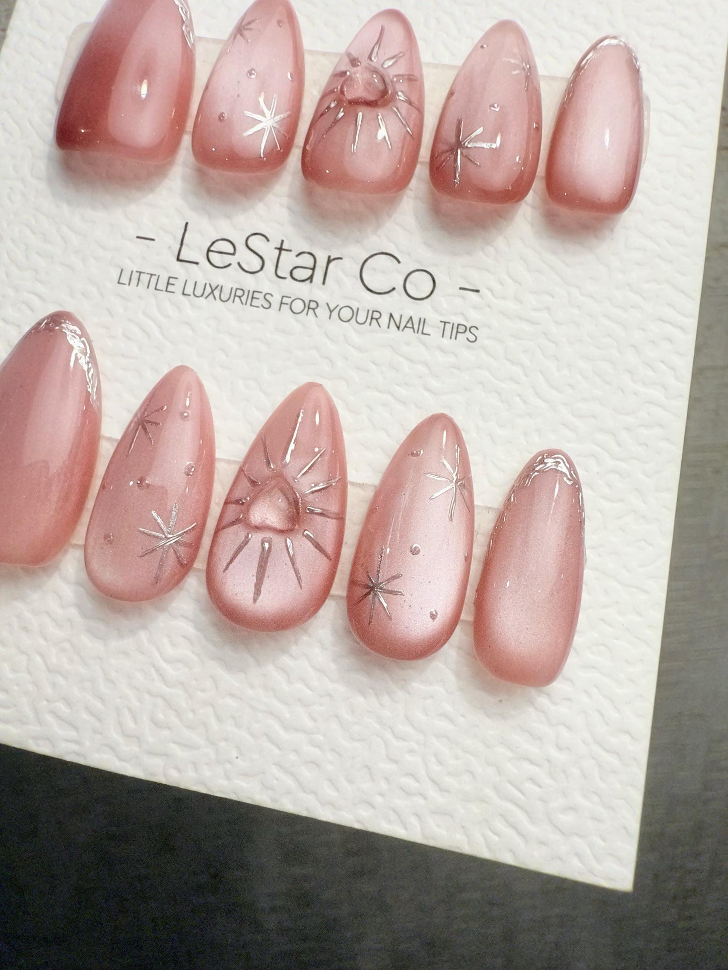 Reusable Starlit Heartbeat Cat Eye | Handmade Press On Gel Nails | 4for3 Timed Offer