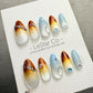Reusable Blue Amber Tide | Handmade Press On Gel Acrylic Nails | 4for3 Timed Offer
