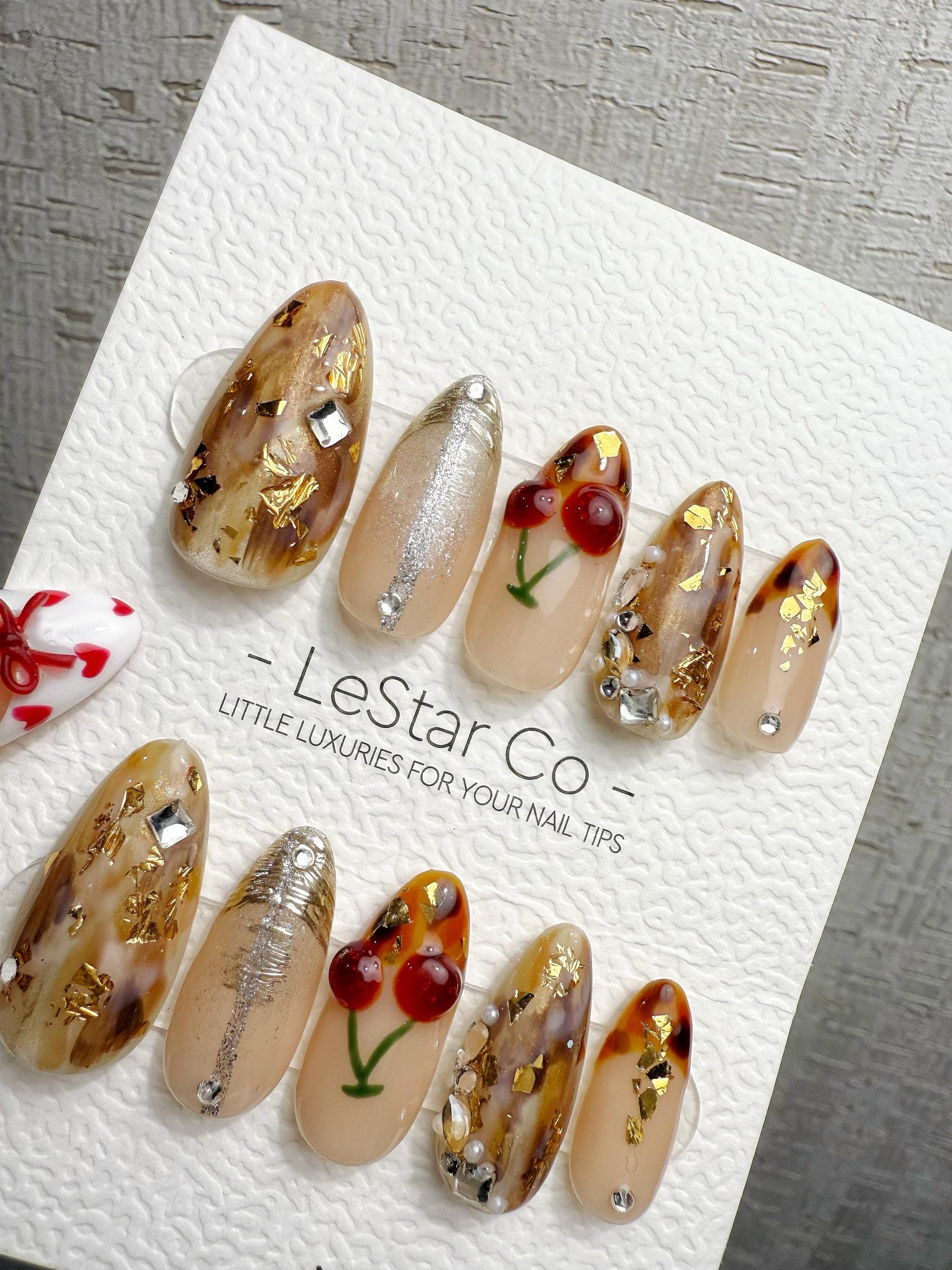 Reusable Christmas Festive Orchard Glow | Handmade Press On Gel Acrylic Nails | 4for3 Timed Offer