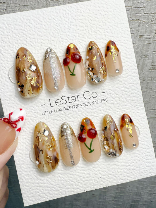 Reusable Christmas Festive Orchard Glow | Handmade Press On Gel Acrylic Nails | 4for3 Timed Offer