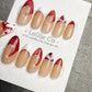 Reusable Christmas Hat Cat Eye | Handmade Press On Gel Acrylic Nails | 4for3 Timed Offer