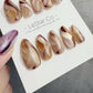 Reusable Brown Beige Cat Eye Swirl | Handmade Press On Gel Nails | 4for3 Timed Offer