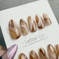 Reusable Brown Beige Cat Eye Swirl | Handmade Press On Gel Nails | 4for3 Timed Offer